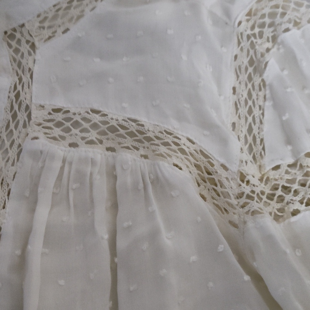 Free People  off White Large Crochet Minky Raised Dots Bump Surface size small - Picture 7 of 8